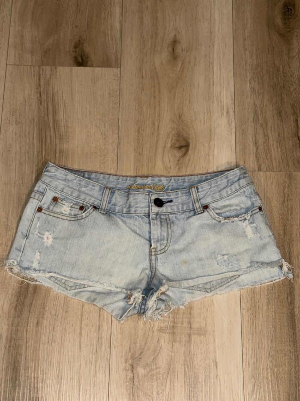 American Eagle Outfitters Light Wash Distressed Denim Shorts
